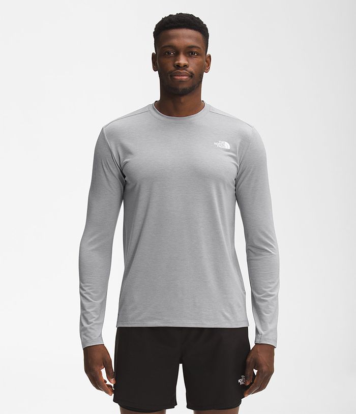 The North Face Mens T-Shirts Wander Long Sleeve 673KHLQSW - Grey